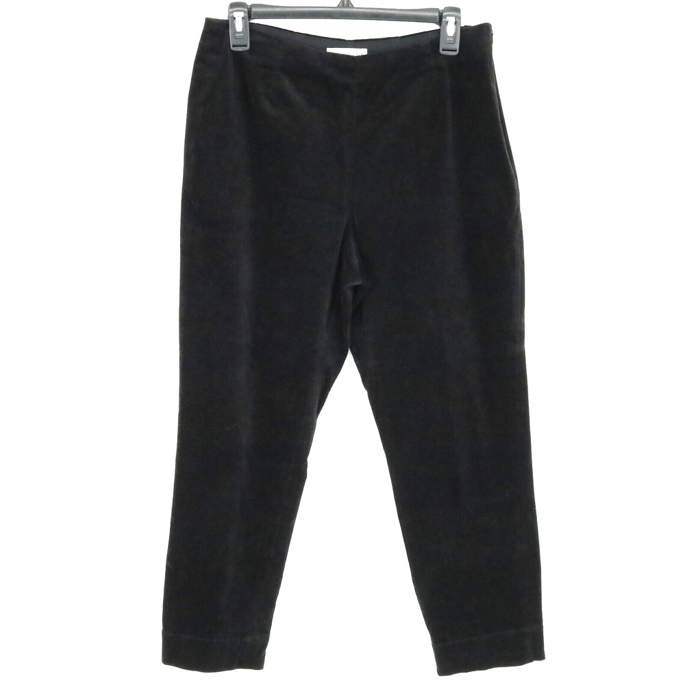 Coldwater Creek Dress Pants Petites P10 10P Black Velour Side Zip Tapered Leg